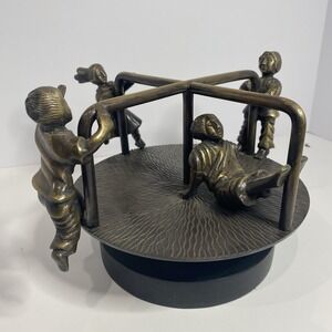 Vintage Solid Brass Merry Go Round Carousel Sculpture 8" 6lb Kids Figurine
